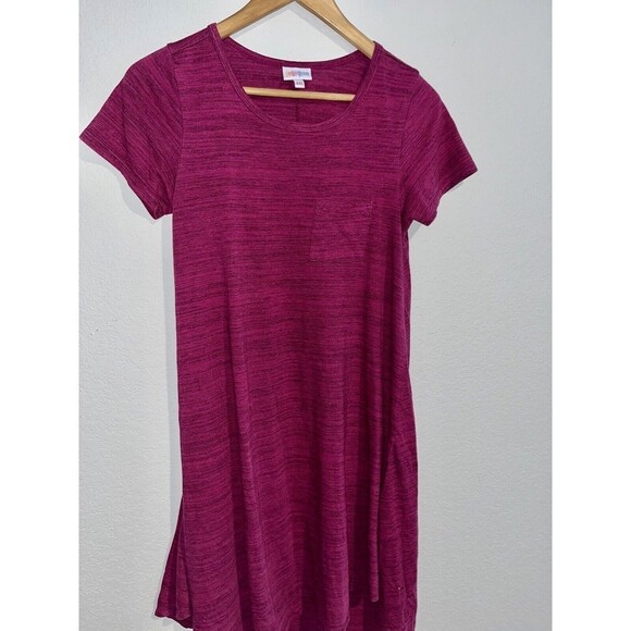 LuLaRoe XXS heathered magenta Carly Dress high low hem short sleeve lagan look - Picture 3 of 4